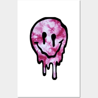 Pink Tie Dye Drippy Smiley Face Posters and Art